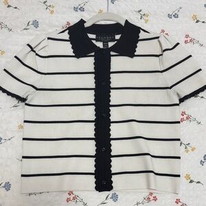 Black and White Striped Blouse